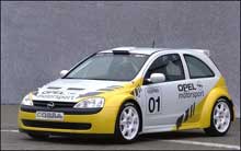 Den 200 heste stærke Opel Corsa rallybil har sekstrins gearkasse med sekvensskift. Den kan være klar til sæsonen 2002.