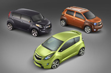 Tre bud på fremtidens minibiler fra Chevrolet. 