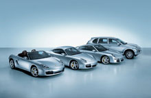 De fire musketerer: Porsches Boxster, Cayman, 911 og Cayenne.