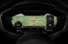 Audi virtual cockpite samler kombiinstrument og MMI-skærm til en central, digital enhed og sætter nye standarder med dynamiske animationer og præcise grafikker.