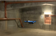 Autonom drone på inspektion inde i Vejlefjordbroen