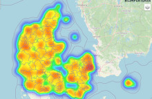 Det interaktive kort viser hvor kommunerne bør tilrettelægge deres fremtidige udbud for ladeinfrastruktur.